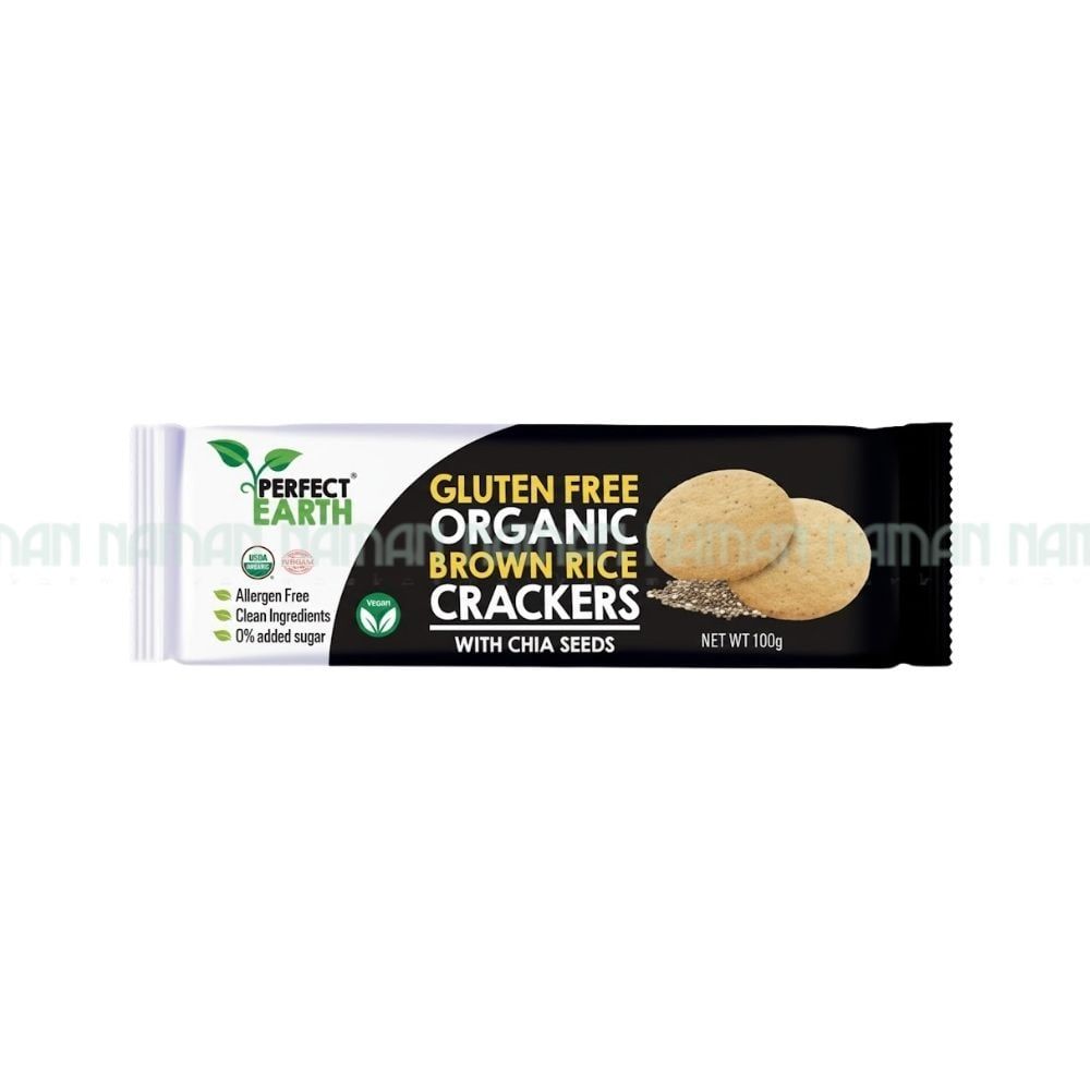 Org Rice Crackers With Chia Seeds Perfect Earth 100G
