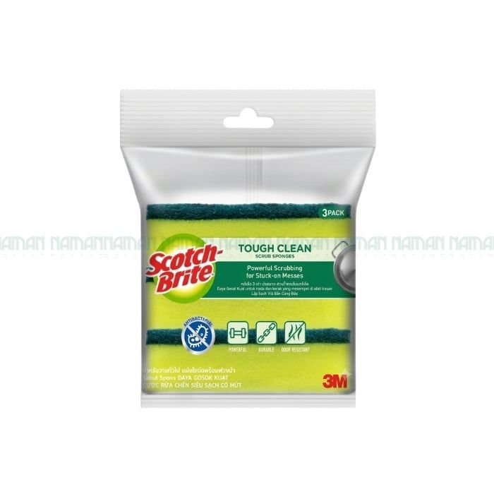 Cước Cọ Rửa Siêu Sạch Có Mút 3M Scotch-Brite 3 Cái/Gói