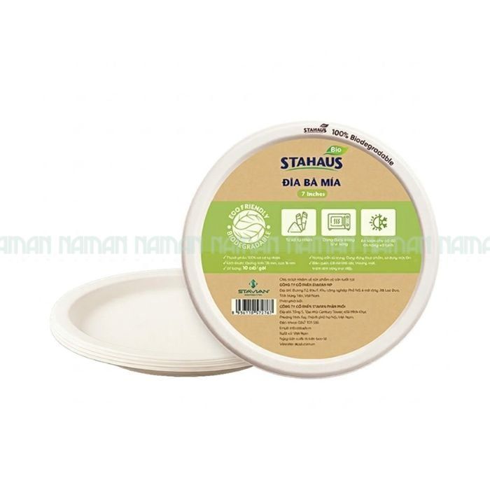 Round Bagasse Plate Stahaus 7 Inches (178 Mm) 10 Plates/Pack