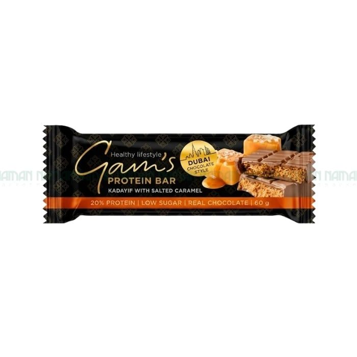 Thanh Năng Lượng Giàu Đạm Chocolate Dubai Caramel Muối Gam’S 60G