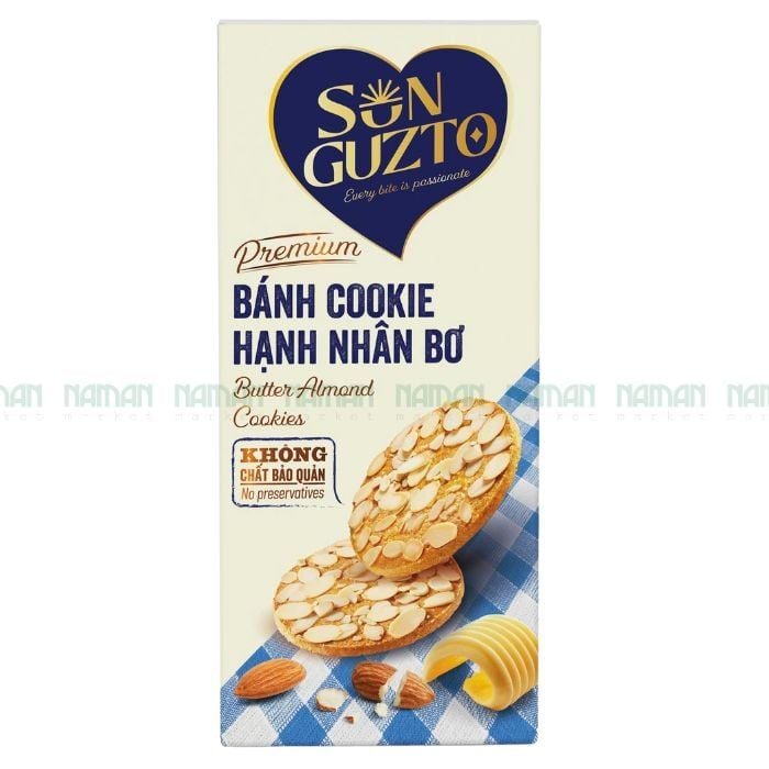 Bánh Cookie Hạnh Nhân Bơ Son Guzto 90G