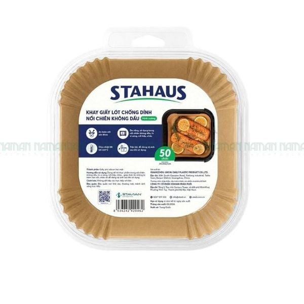 Giấy Lót Chống Dính Hình Vuông Cho Nồi Chiên Không Dầu 20X20X4,5Cm Stahaus 50 Miếng