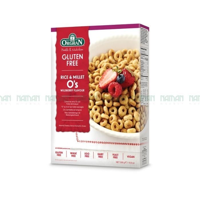 Ngũ Cốc Không Gluten Hạt Kê, Gạo Vị Mâm Xôi Orgran 300G
