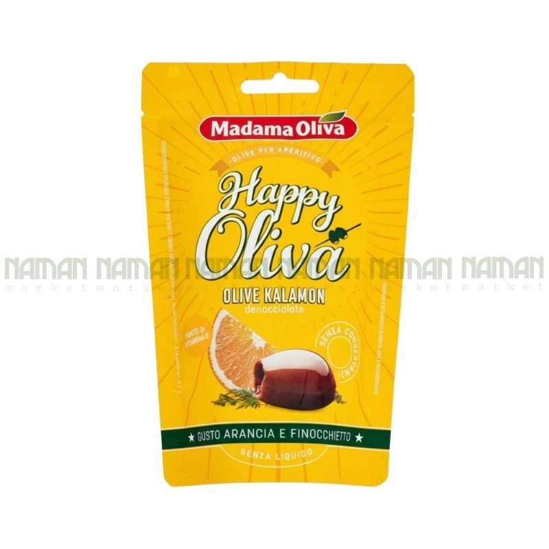 Olives Kalamon Pitted With Orange & Dill Madama Oliva 80G