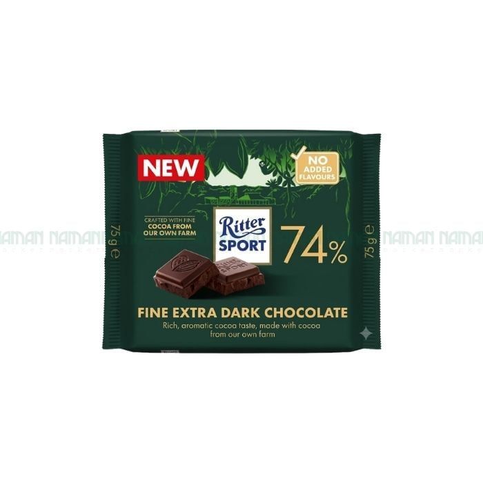 Fine Extra Dark Chocolate 74% Cocoa Ritter Sport 75G