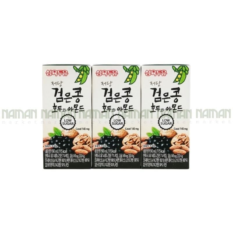 Sữa Đậu Đen, Óc Chó & Hạnh Nhân Ít Đường Sahmyook 190Ml*3