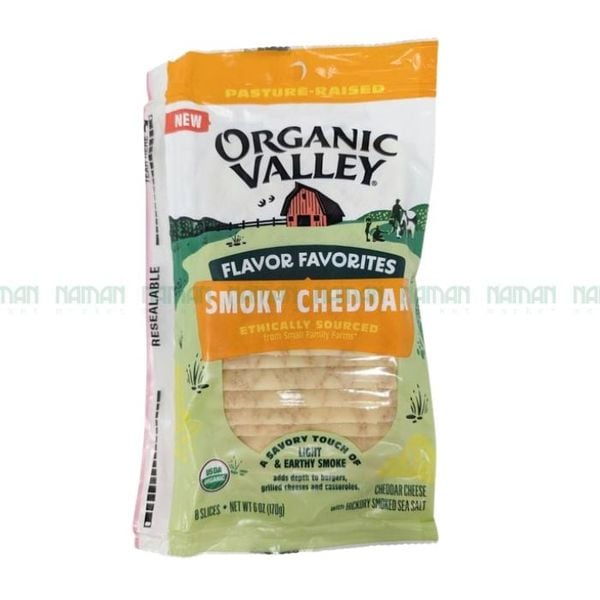 Phô Mai Cheddar Hữu Cơ Cắt Lát Xông Khói Organic Valley 170G