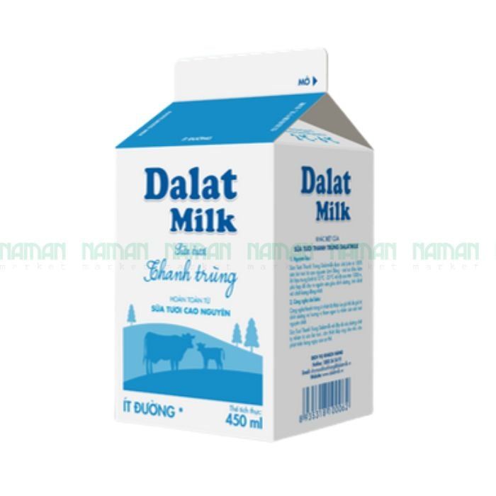 Sữa Tươi Thanh Trùng Ít Đường Dalat Milk 450Ml