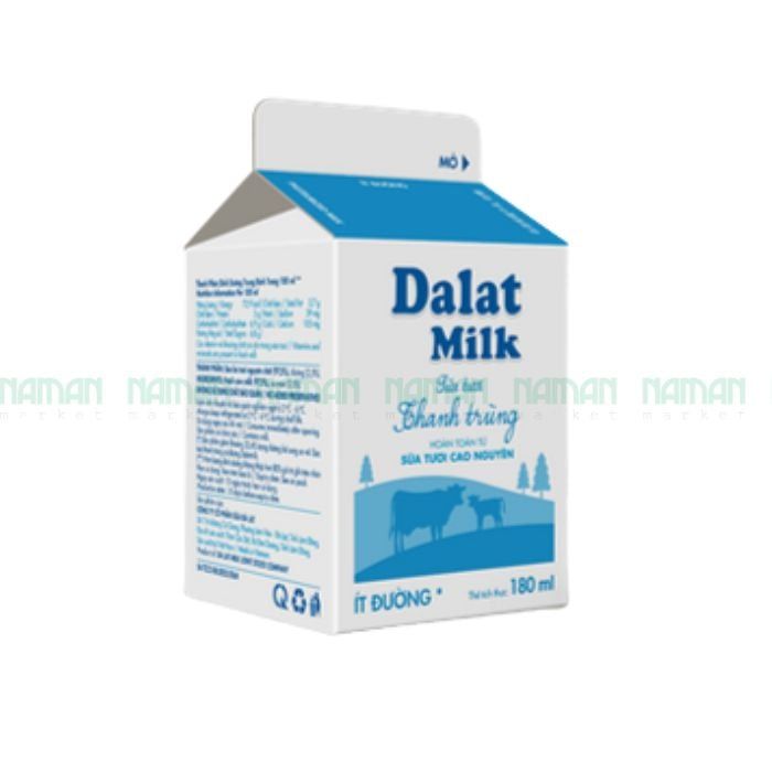 Sữa Tươi Thanh Trùng Ít Đường Dalat Milk 180Ml