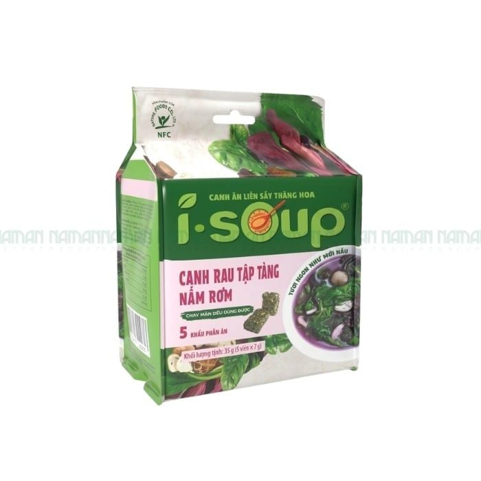 Viên Canh Ăn Liền Sấy Thăng Hoa Rau Tập Tàng Nấm Rơm I-Soup 5 Viên X 7G