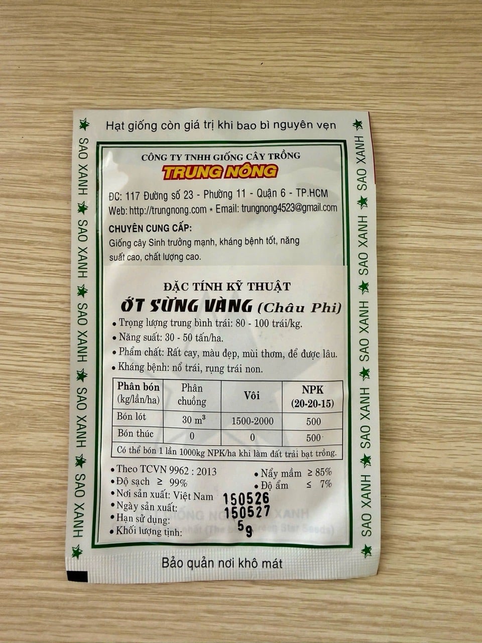 Ớt Sừng Vàng Châu Phi ( Trung Nông )