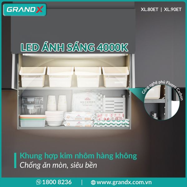 Giá gia vị nâng hạ điện thông minh Grandx Titanium XL.80ET