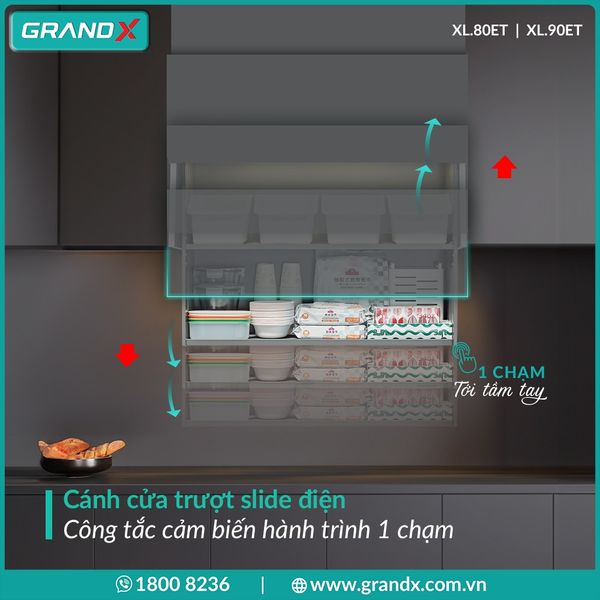 Giá gia vị nâng hạ điện thông minh Grandx Titanium XL.80ET