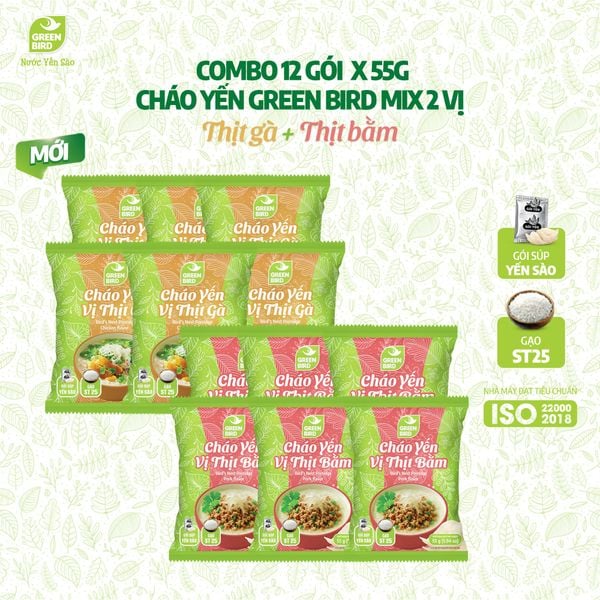  Combo Mix 6 gói cháo thịt gà - 6 gói cháo thịt bằm - Gói 55g 