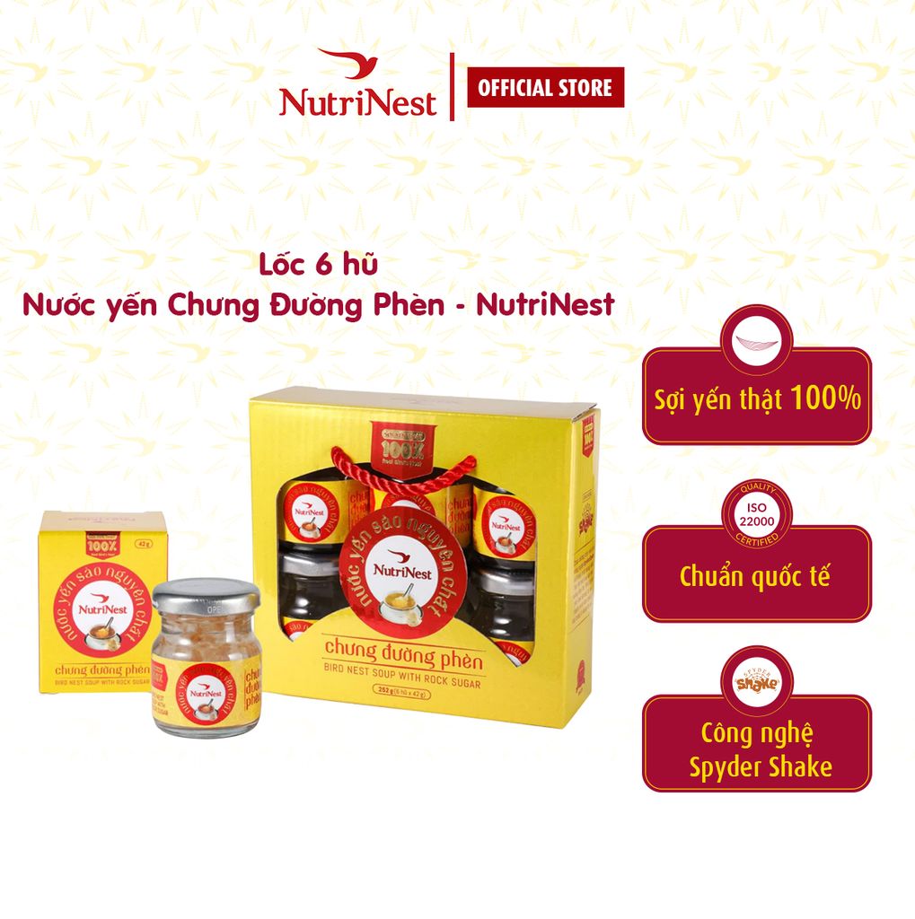Nước Yến Sào Nguyên Chất Chưng Đường Phèn 42g - Lốc 6 hũ
