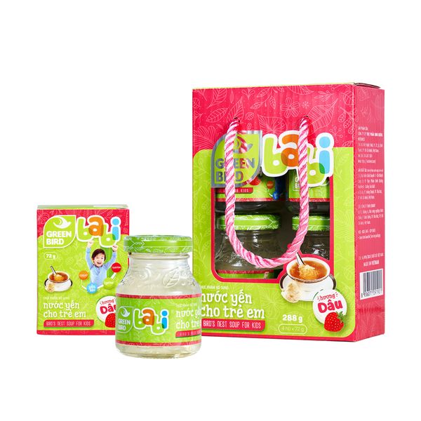  Dietary Supplement Bird’s nest drink for kids with Strawberry flavor Green Bird Babi - Pack 4 jars x 72g 