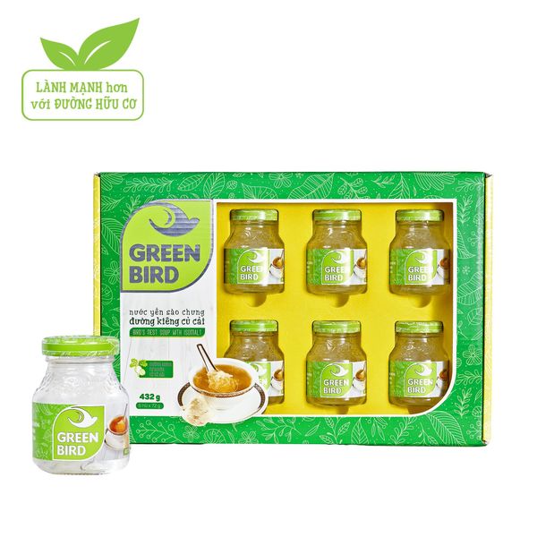  Bird's Nest Drink With Isomalt Green Bird - Gift box 6 jars x 72 g 