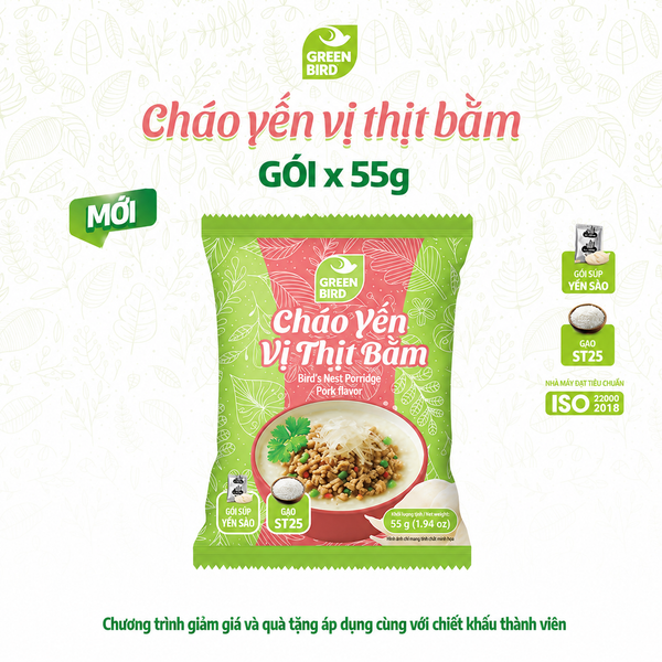  Cháo yến Green Bird vị thịt bằm  - Gói 55g 