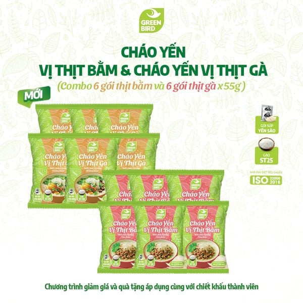  Combo Mix 6 gói cháo thịt gà - 6 gói cháo thịt bằm - Gói 55g 