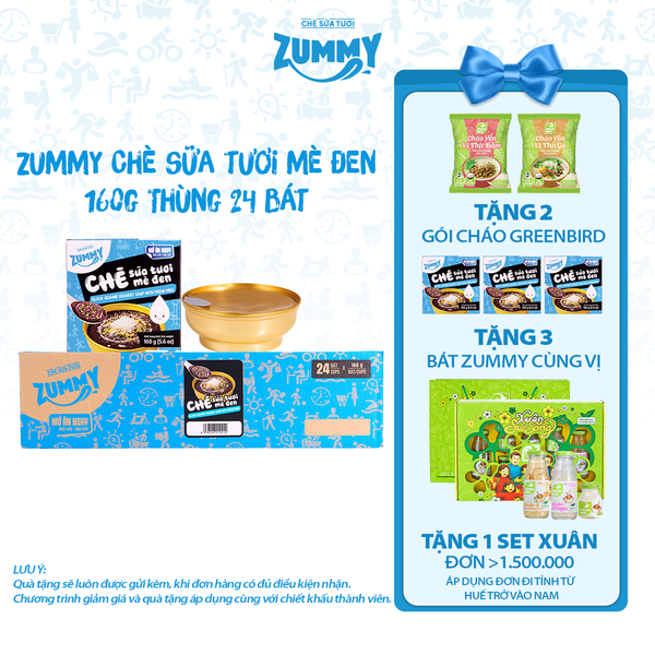  Combo 24 bát chè sữa tươi mè đen 160g Zummy 