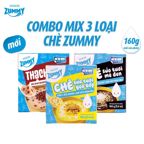  Combo 3 bát chè Zummy mè đen - gạo bắp - đậu đỏ 