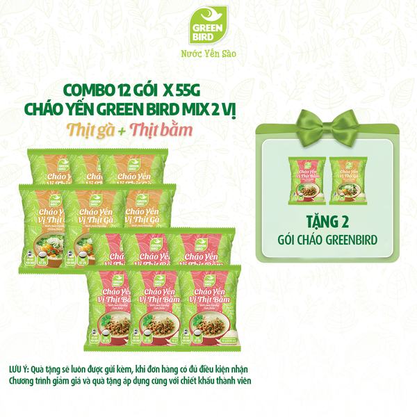  Combo Mix 6 gói cháo thịt gà - 6 gói cháo thịt bằm - Gói 55g 