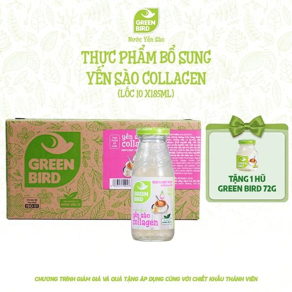  Green Bird Collagen 185ml - Lốc 10 