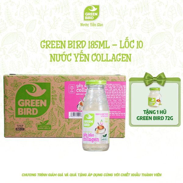  Green Bird Collagen 185ml - Lốc 10 