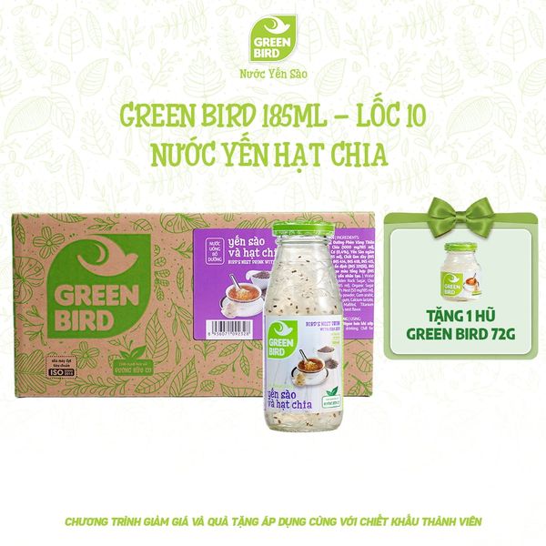  Green Bird Hạt chia 185ml - Lốc 10 