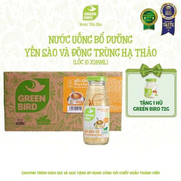 Green Bird Đông trùng 185ml - Lốc 10 