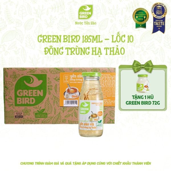  Green Bird Đông trùng 185ml - Lốc 10 