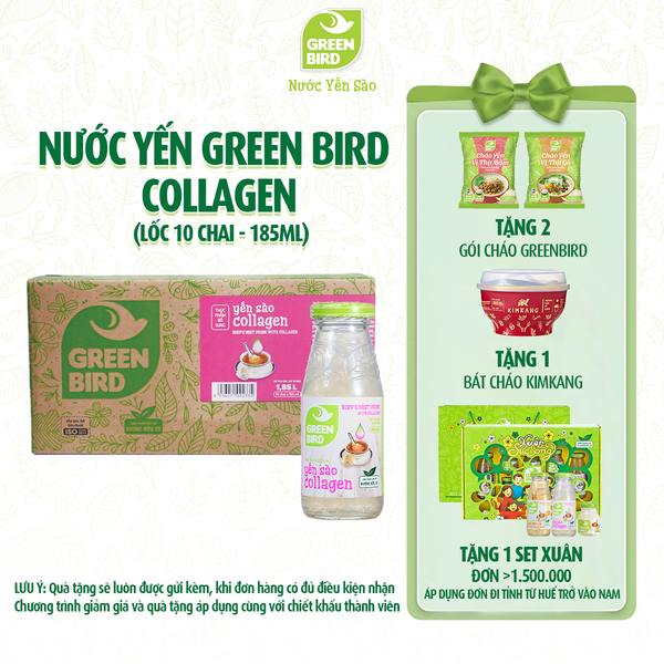 Green Bird Collagen 185ml - Lốc 10 