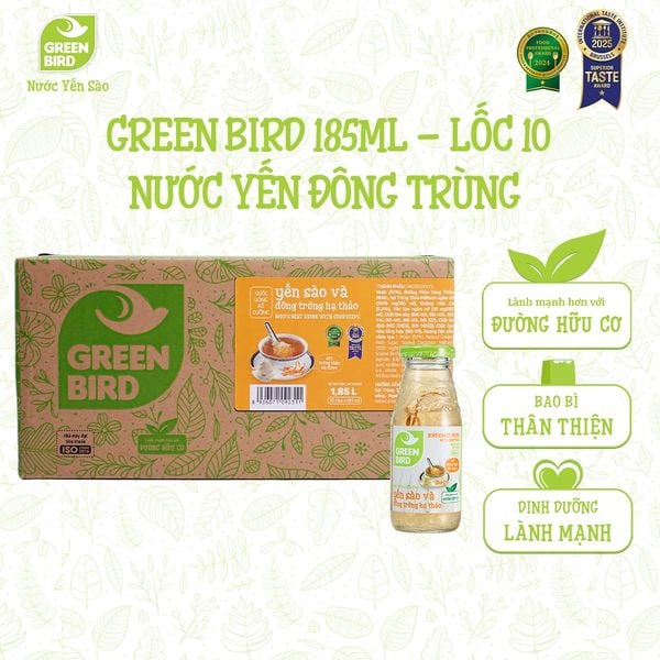  Green Bird Đông trùng 185ml - Lốc 10 