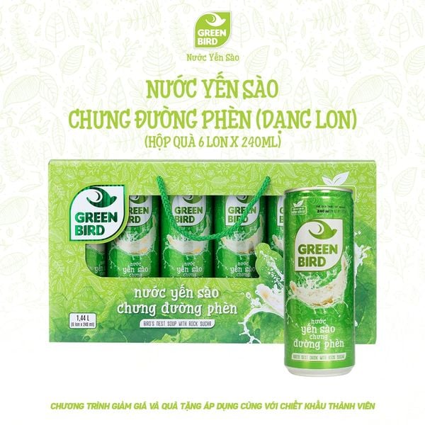  Green Bird lon đường phèn 240ml - Hộp quà 6 
