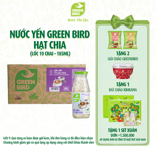  Green Bird Hạt chia 185ml - Lốc 10 