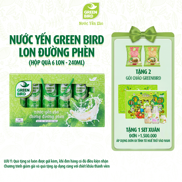  Green Bird lon đường phèn 240ml - Hộp quà 6 