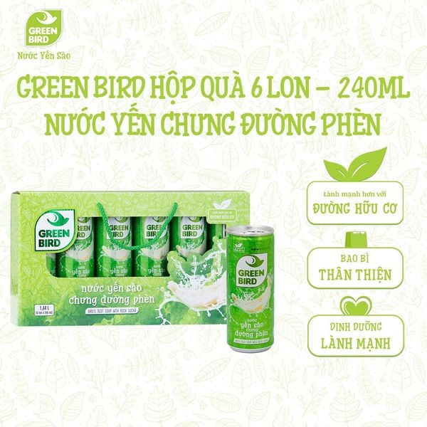  Green Bird lon đường phèn 240ml - Hộp quà 6 