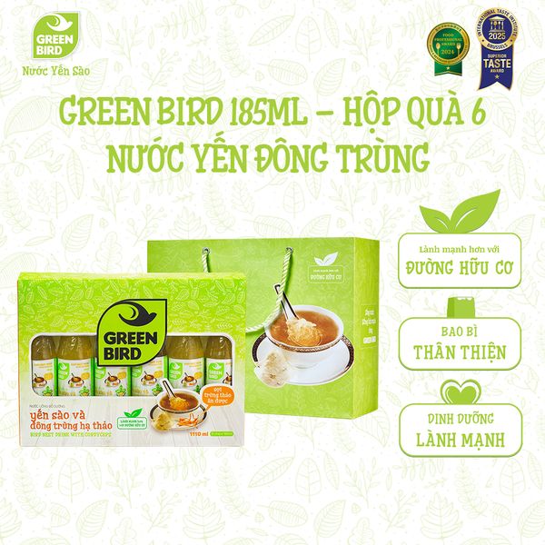  Green Bird Đông trùng 185ml - Hộp quà 6 