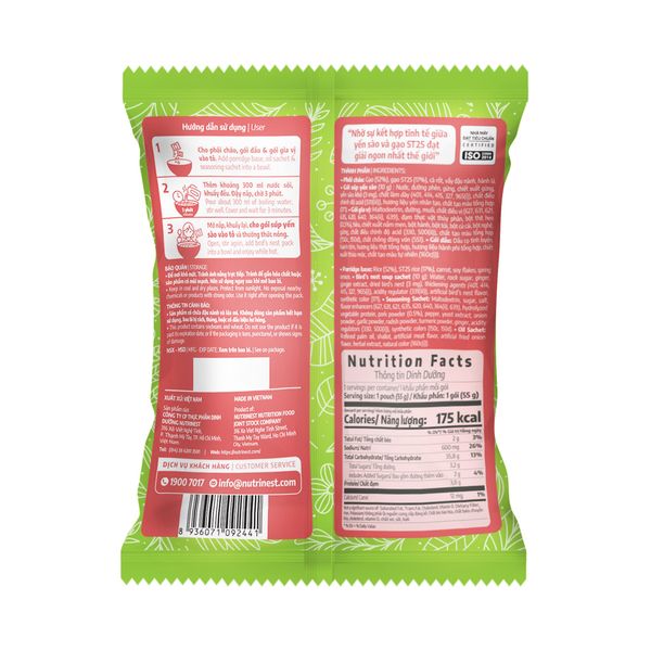  Cháo yến Green Bird vị thịt bằm  - Gói 55g 