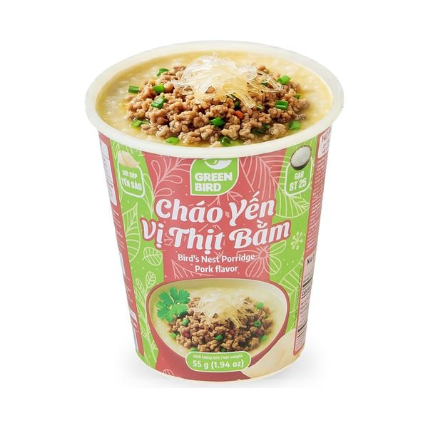  Cháo yến Green Bird vị thịt bằm - Ly 55g 