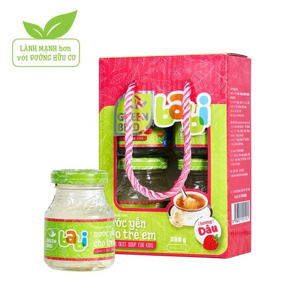  Dietary Supplement Bird’s nest drink for kids with Strawberry flavor Green Bird Babi - Pack 4 jars x 72g 