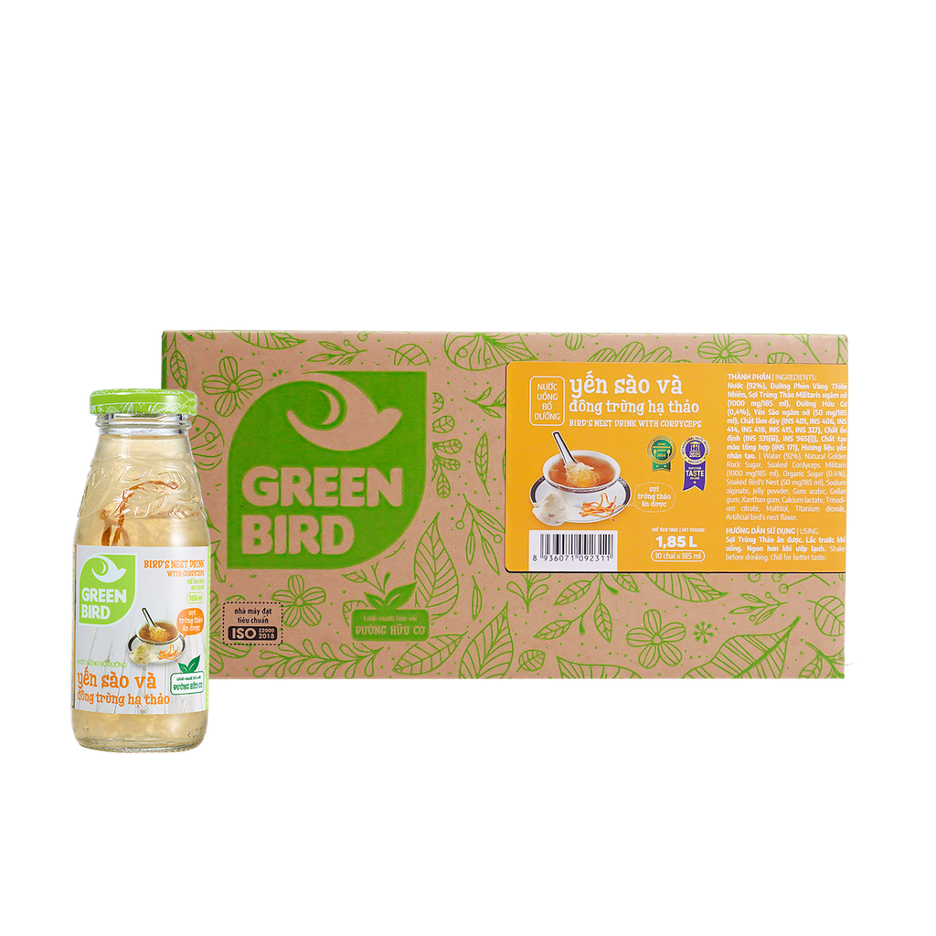 Green Bird Đông trùng 185ml - Lốc 10