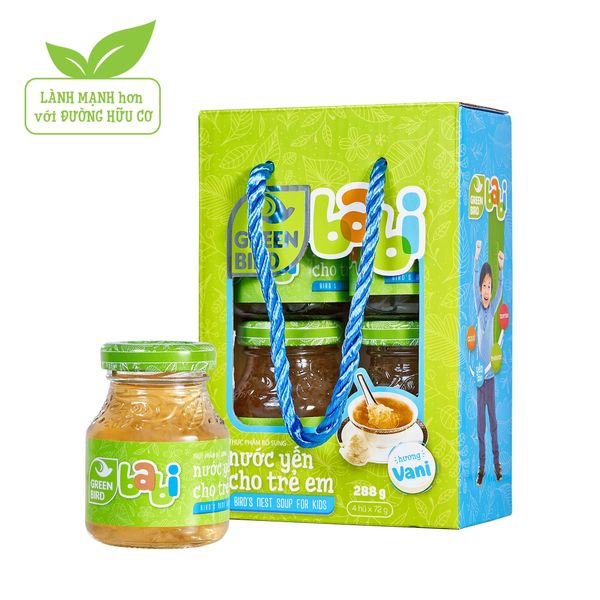  Dietary Supplement Bird’s nest drink for kids with Vanilla flavor Green Bird Babi - Pack 4 jars x 72g 