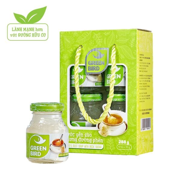  Bird's Nest Drink With Rock Sugar Green Bird - Pack 4 jars x 72 g 