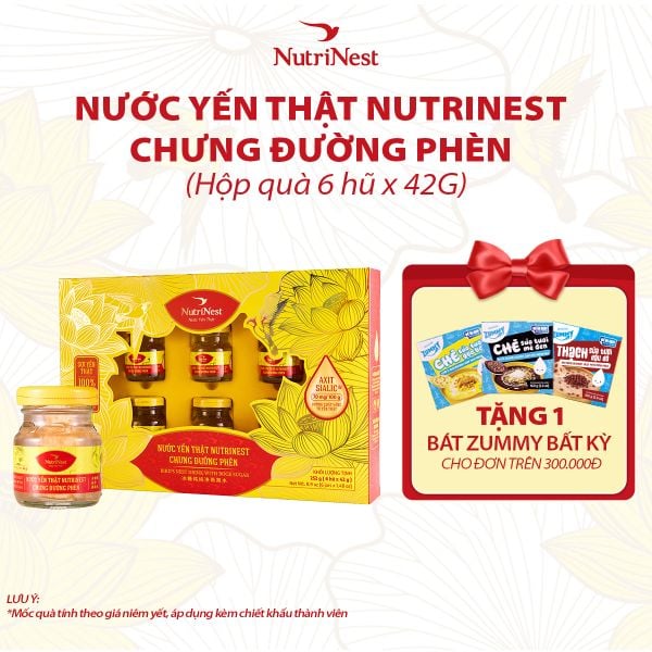  Nước yến sào NutriNest chưng đường phèn 42g - hộp quà 6 (NutriNest 42g - Hộp quà 6) 
