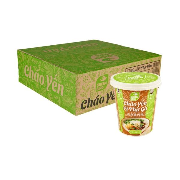  Thùng 16 Cháo yến Green Bird vị thịt gà - Ly 55g 