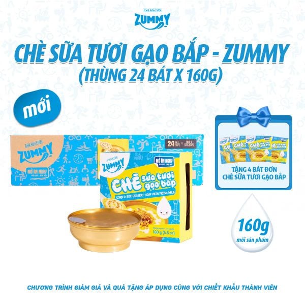  Combo 24 bát chè sữa tươi gạo bắp Zummy 