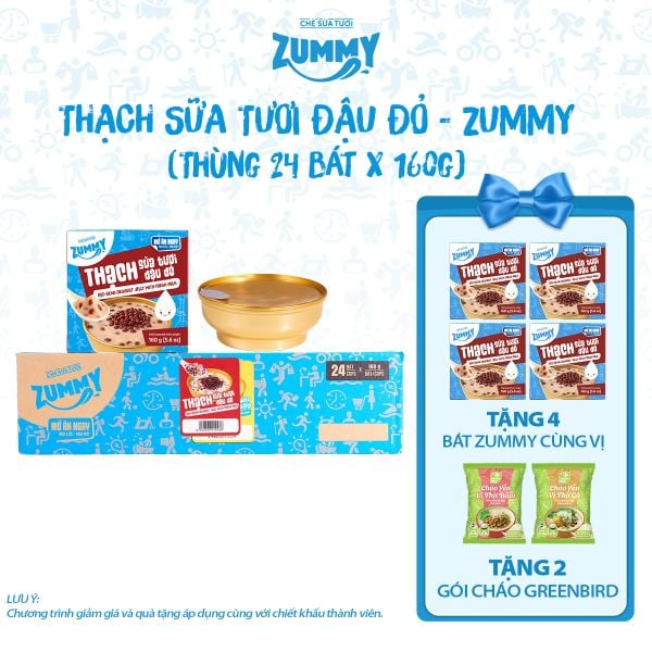  Combo 24 bát thạch sữa tươi đậu đỏ Zummy 