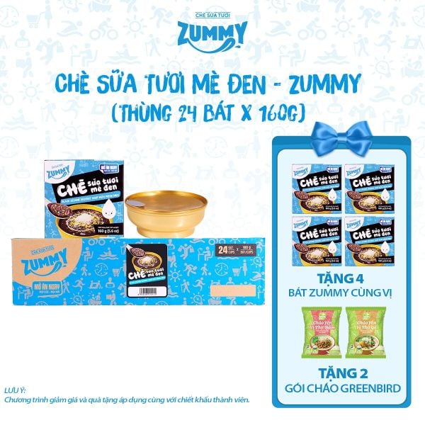  Combo 24 bát chè sữa tươi mè đen 160g Zummy 