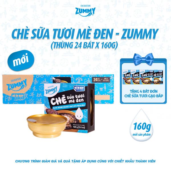  Combo 24 bát chè sữa tươi mè đen 160g Zummy 